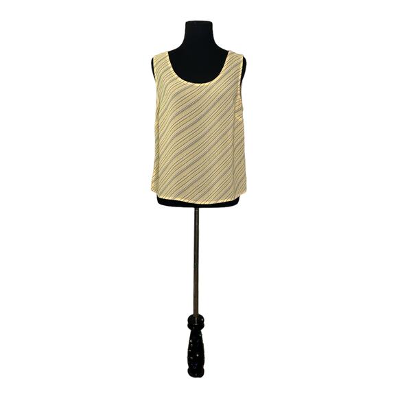 Liz Claiborne yellow striped sleeveless semi sheer blouse size 6 - Picture 9 of 10